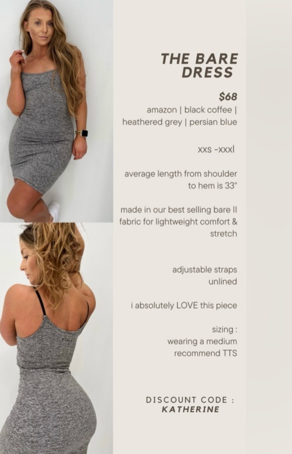 P’tula The Bare Dress XS Heathered Gray OR Amazon Green (Heathered Teal)
