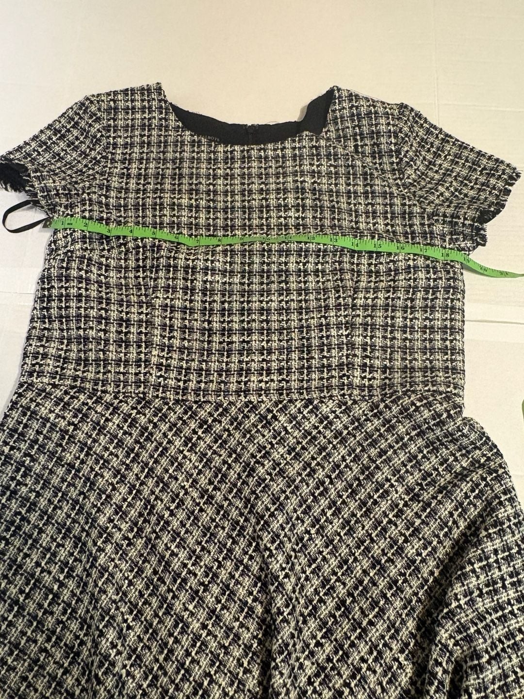 Talbots Women’s Black and White Tweed Fit & Flare Short Sleeve Dress #1086