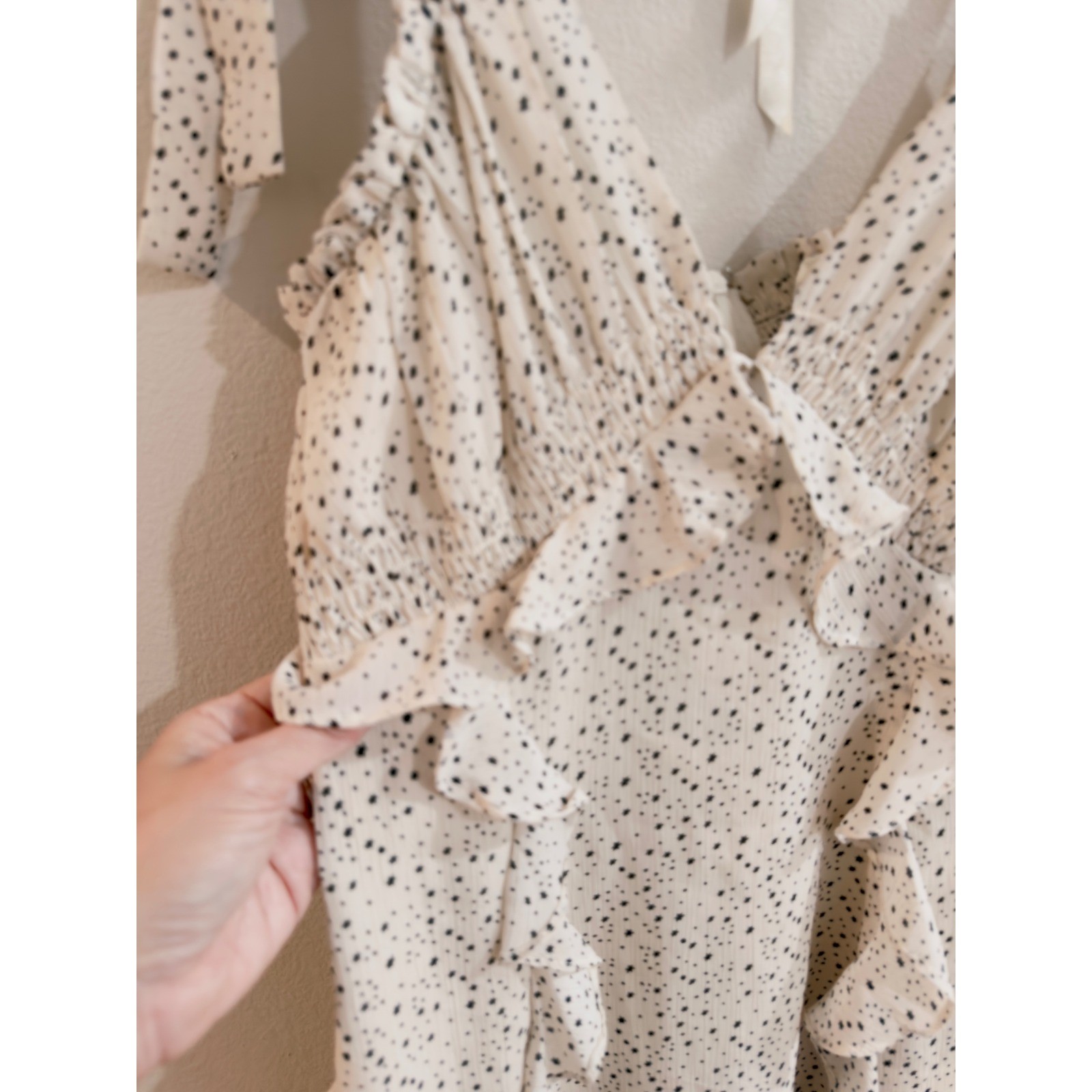 Storia Womens White Black Star Print Ruffle Tie Shoulder Mini Dress Small
