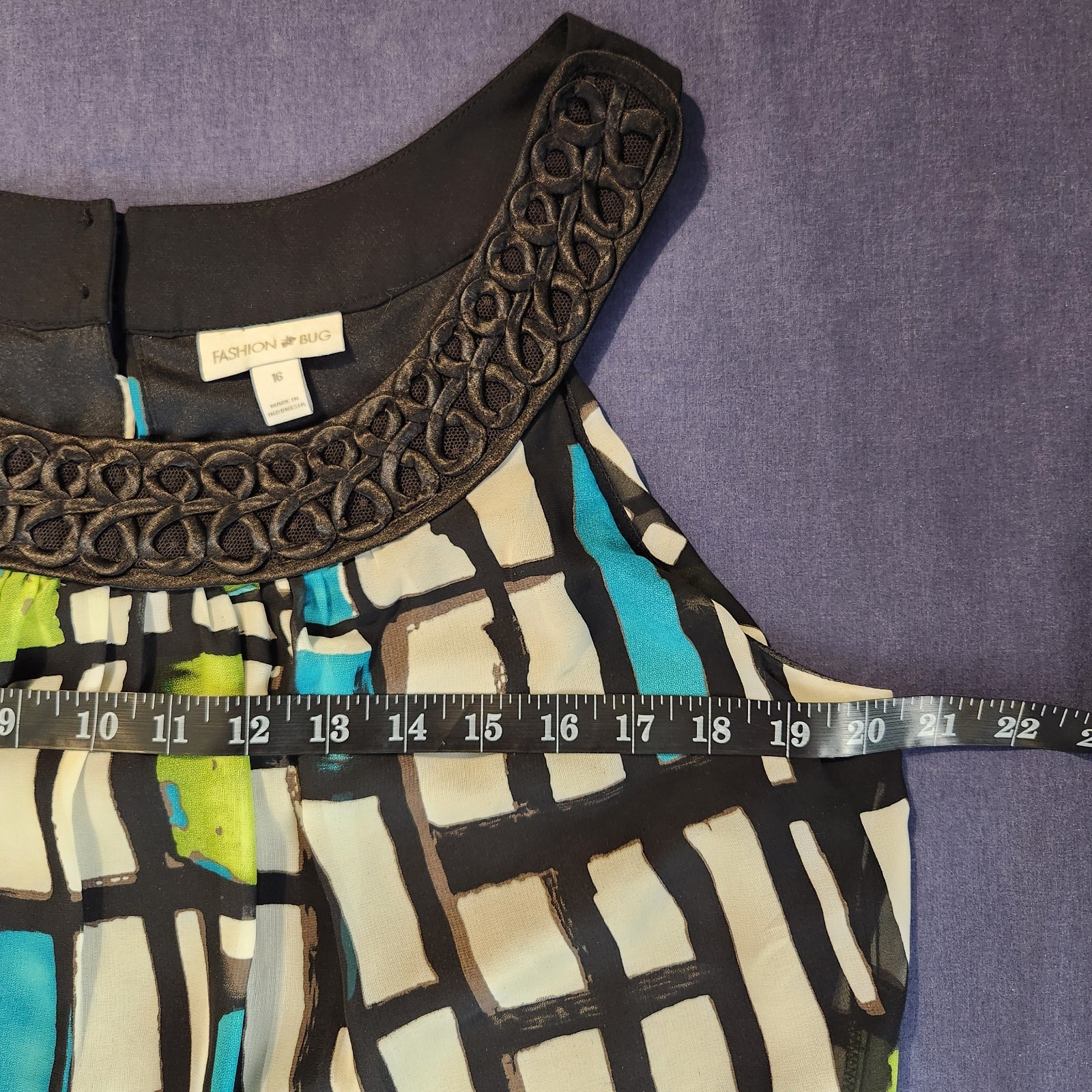 Fashion Bug Geometric Chiffon Indie/Y2K/2000s Scoop Neck Shift Dress 16