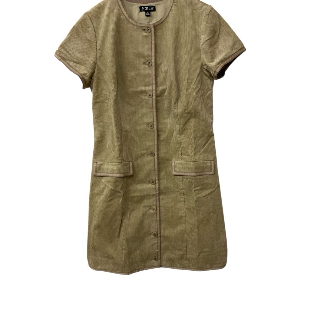 J Crew Parc Corduroy Collarless Stretch Beige Buckthorn Dress 12 Tall