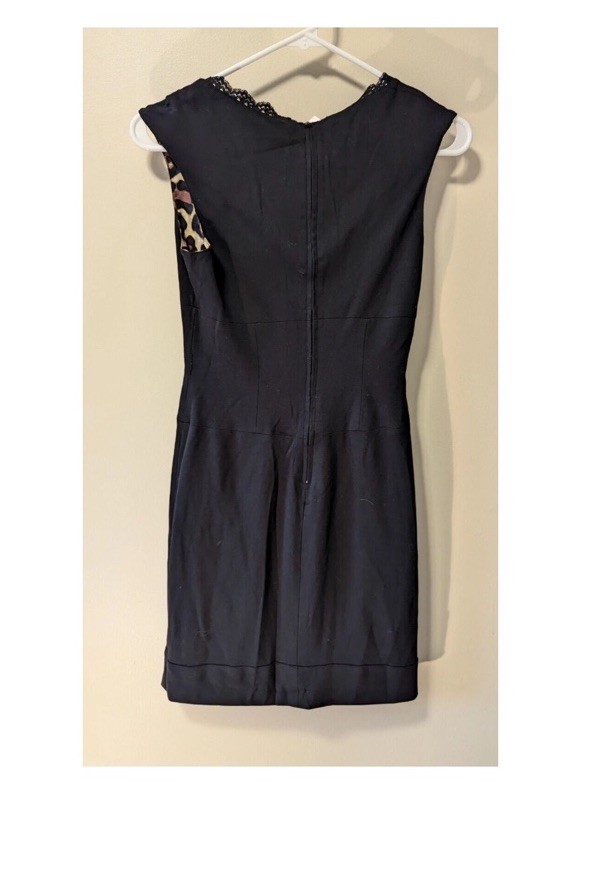 BEBE Black & Leopard Reversible Silk Dress XS NWT