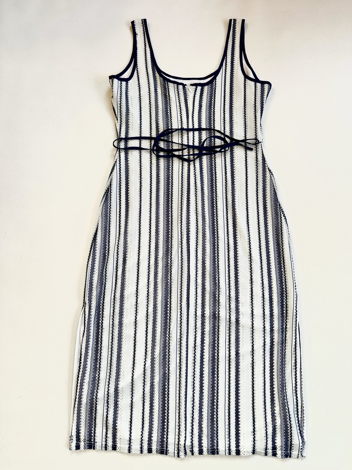 SAM EDELMAN CROCHET STRIPE MIDI COASTAL NAUTICAL PARTY DRESS NEW SzM