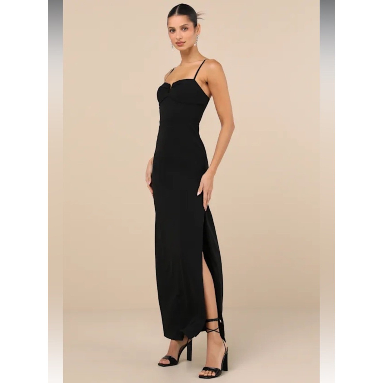 NWT- Romantic Existence Black Column Maxi Dress