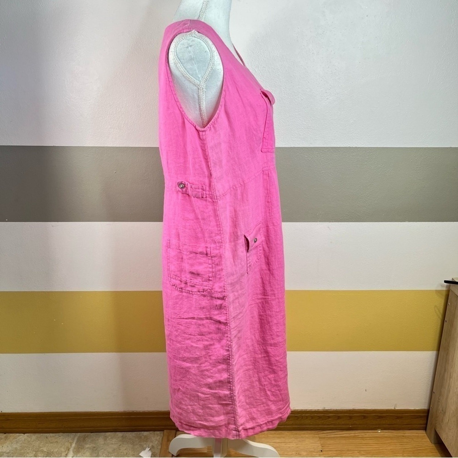 KARAVAN Vintage 90s Pink Coastal Beach Breathable Lightweight Tank Slip Dress M