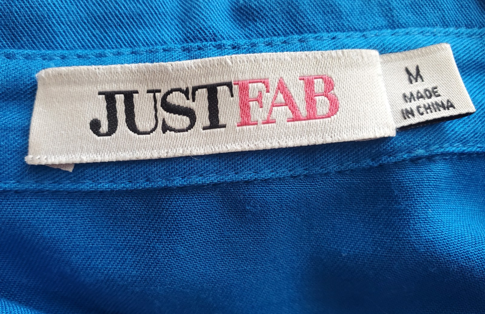 JustFab Blue Shirt Dress M Drawstring Waist Tab Sleeve Rayon Pockets