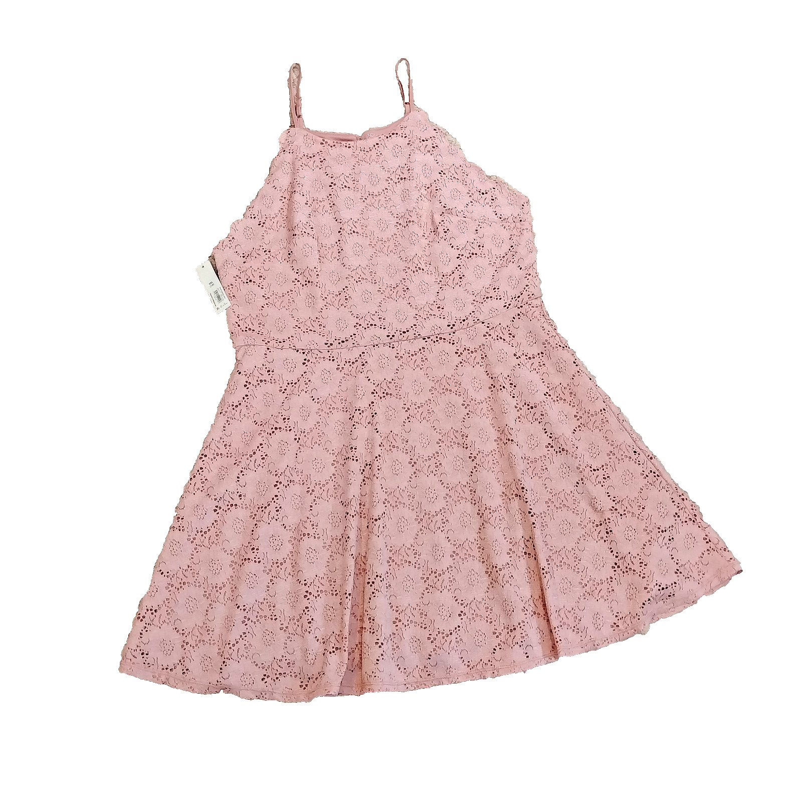 No Bo Fit Flare Skater RosePink Lace Dress XXL Grunge Spaghetti Straps Lined NWT