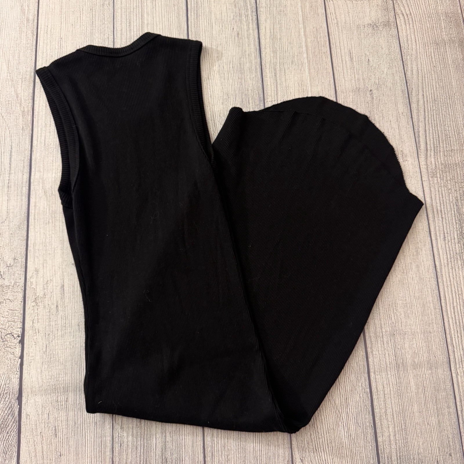 ARITZIA WILFRED FREE Women’s Ribbed Black Sleeveless Tank Dress Bodycon Size XS