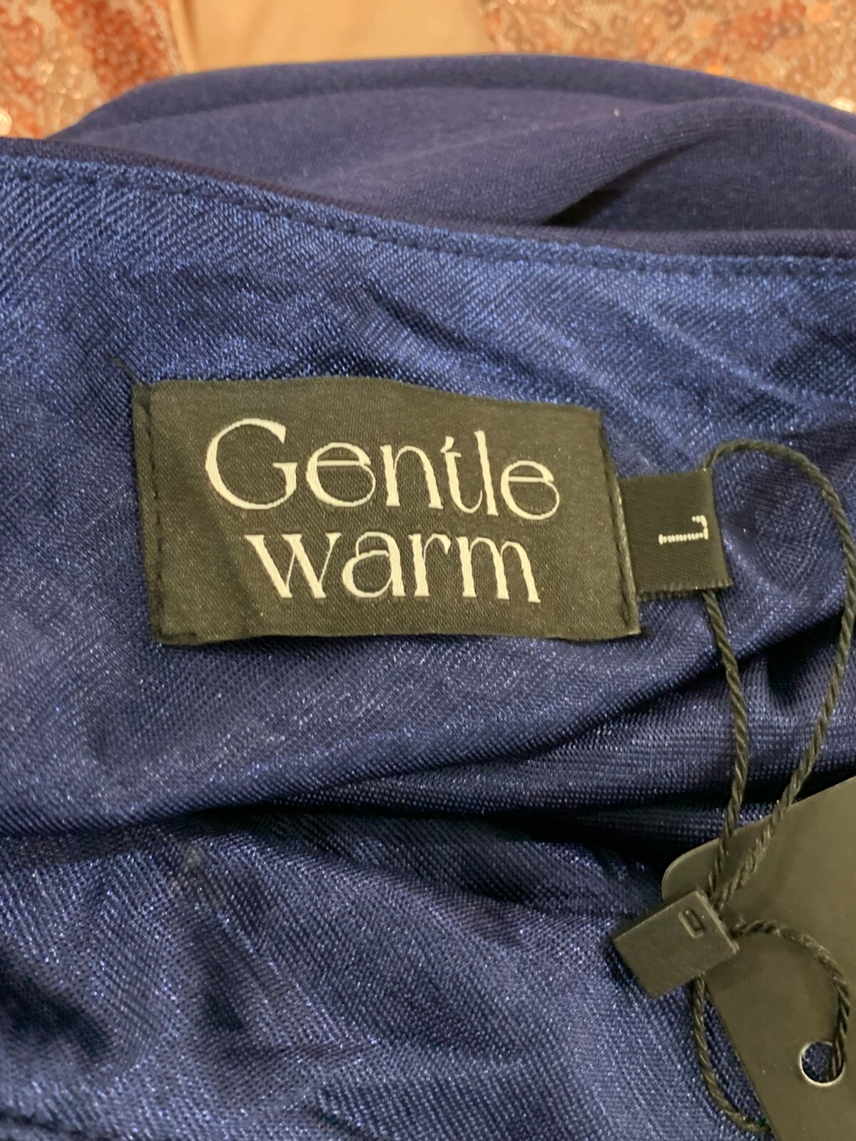 Gentle Warm Navy Dress Womens Size Large One Shoulder Front Slit Stretch Classic
