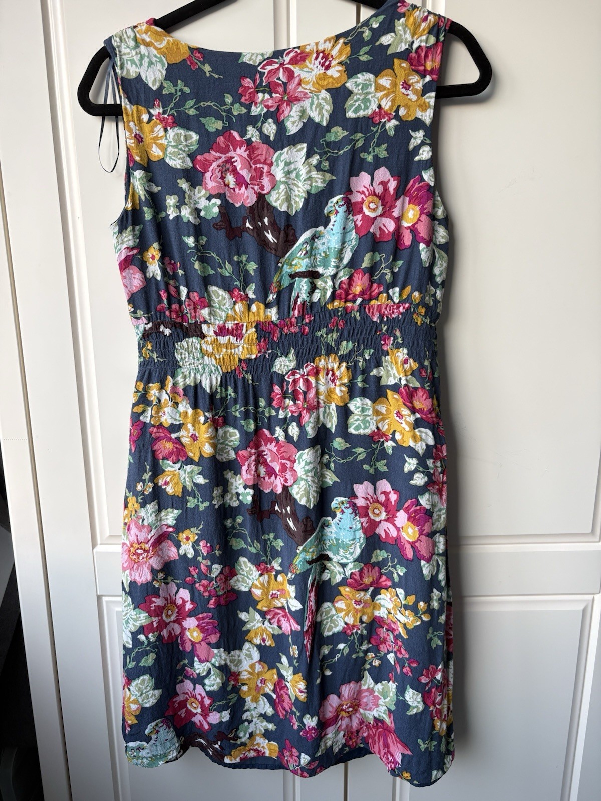 Joules Original Blue Floral Sunbird Dress Size 10 Tropical Bird Summer