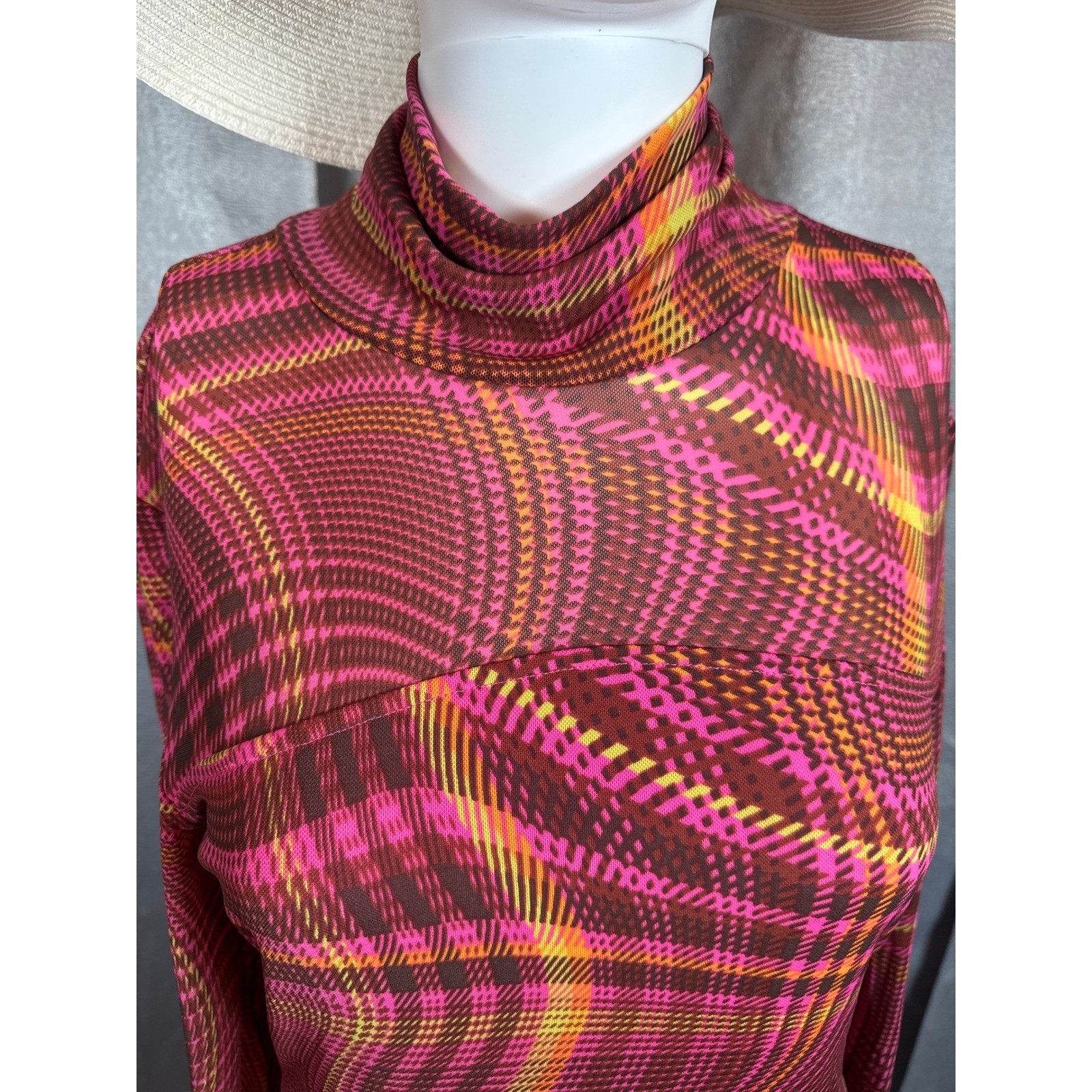 Circus NY Super Pink Plaid Trip Ashtan Dress Turtleneck Long Sleeve Size L