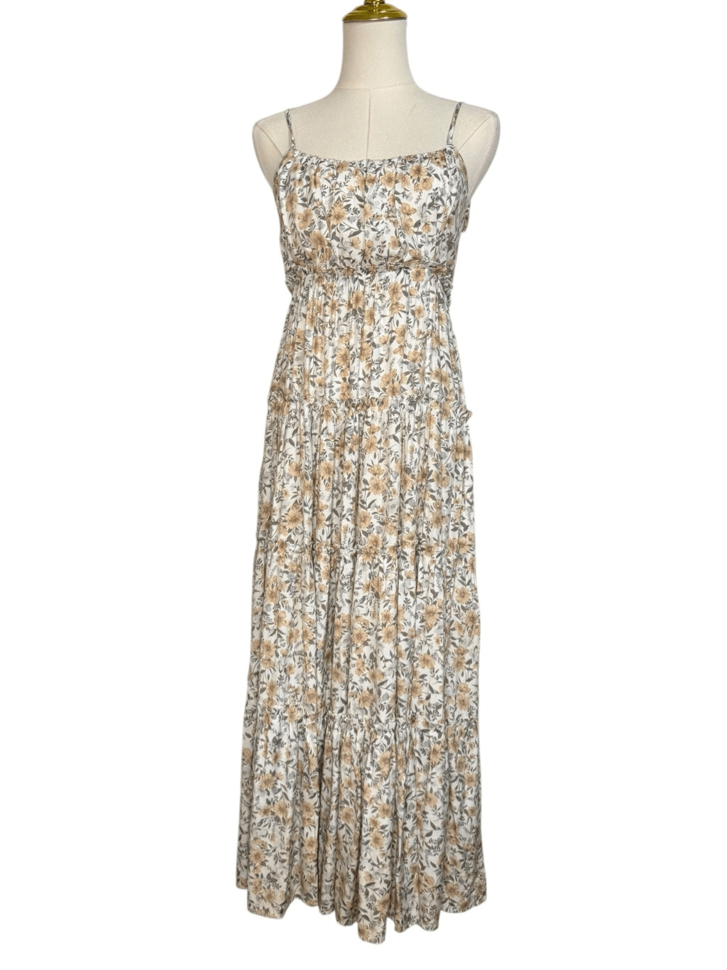 Anthropologie By the River Women’s Small Floral Smocked Midi Dress Cottage Boho