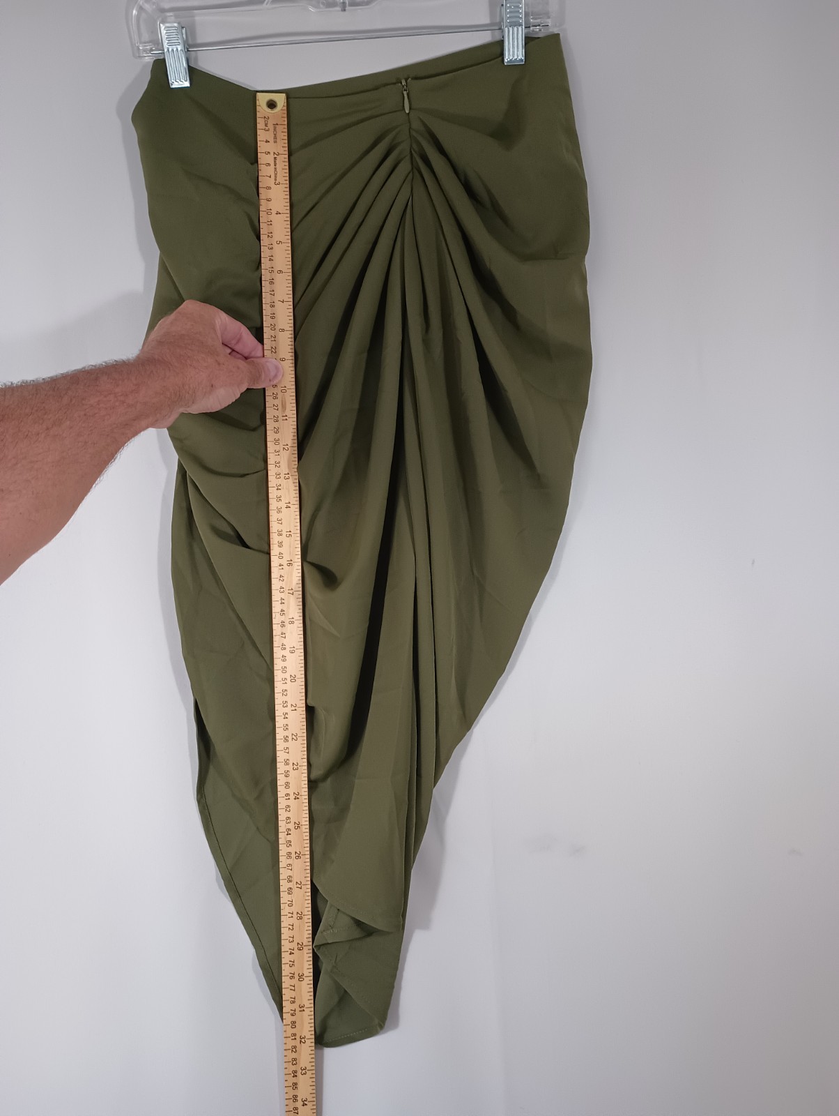 Shein Bae NEW Medium Dress Olive Green Ruched Cinch Side Elegant FAST Shipping