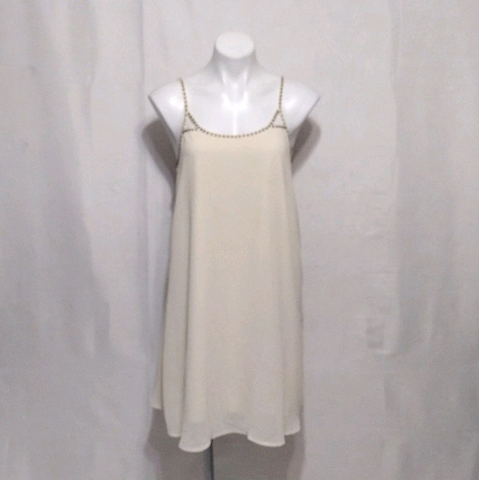 Forever 21 Beaded Strappy Back Chiffon A-Line Slip Dress Medium Flowy Boho Chic