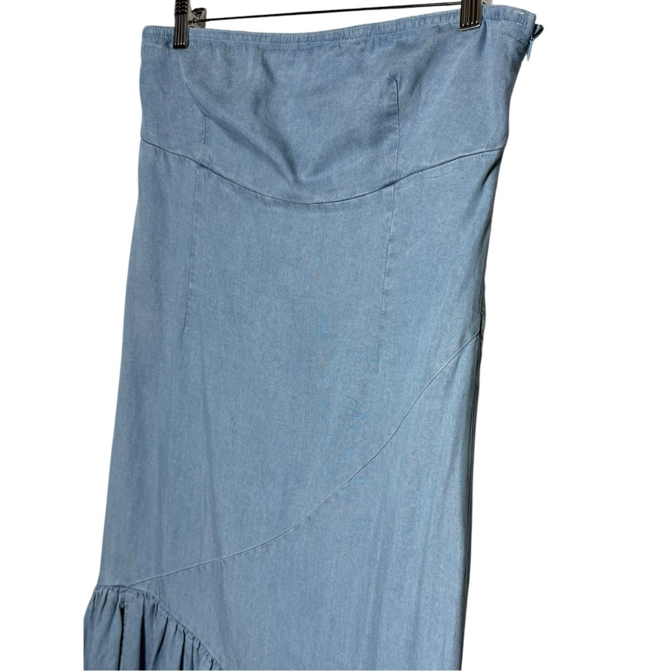 Vici Open Sky Strapless Chambray Maxi Dress Size Large