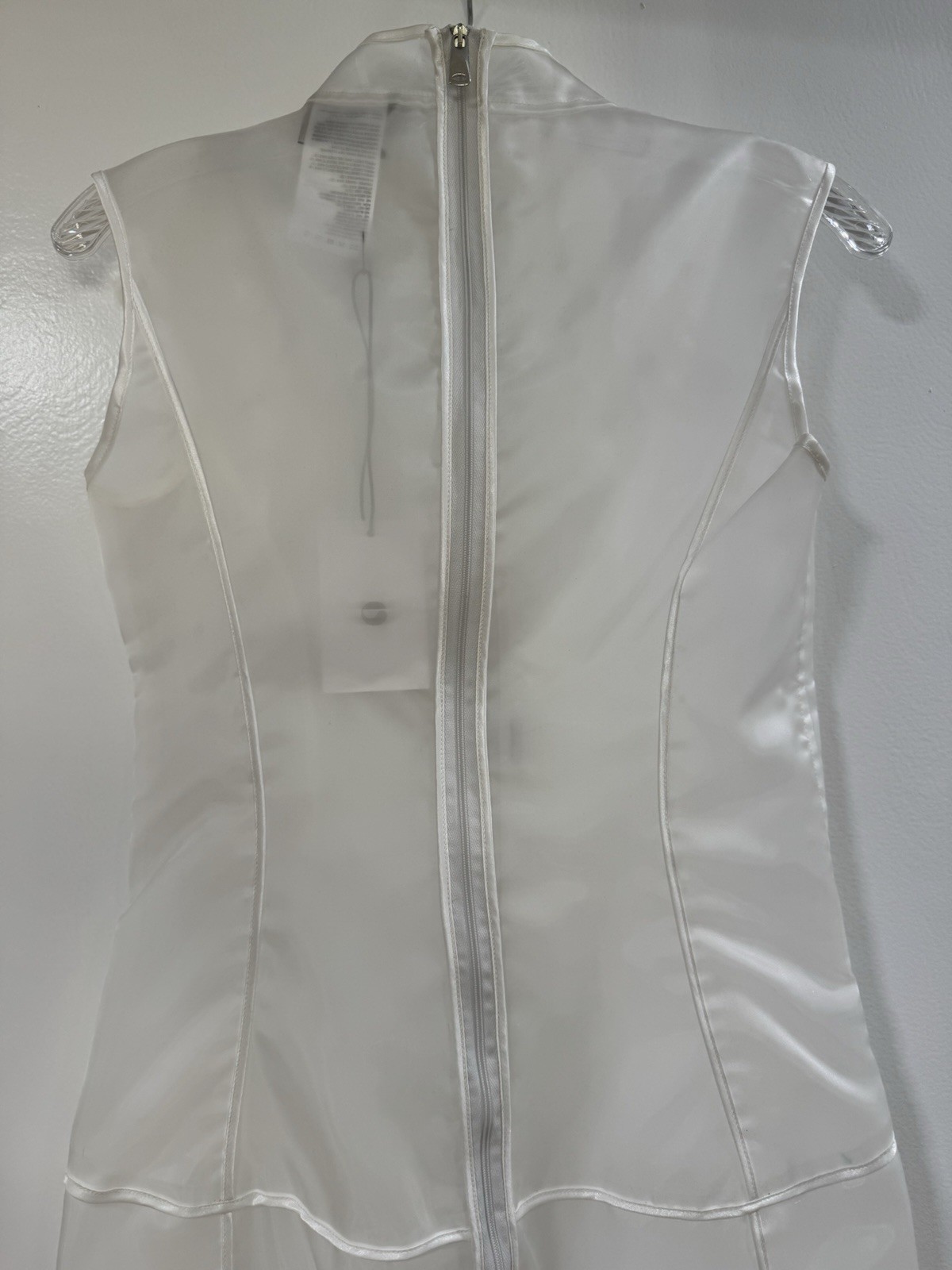 Coperni White Sheer Organza Sleeveless Zip Dress