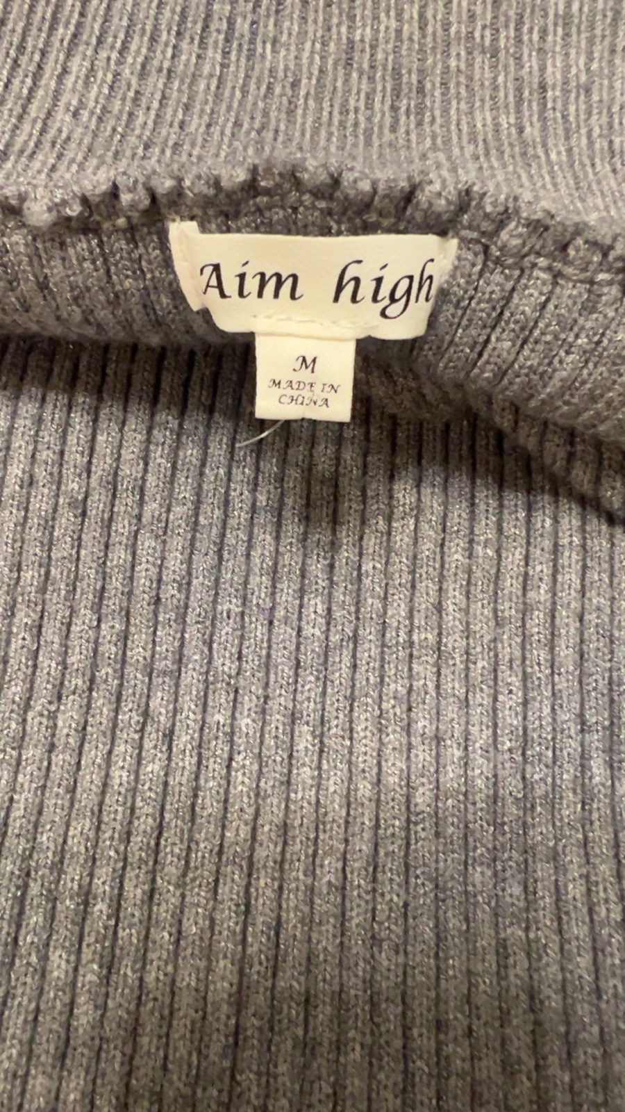 Aim high Women’s Gray Solid Bodycon Mini Sweater Dress Mock Neck Stretch M