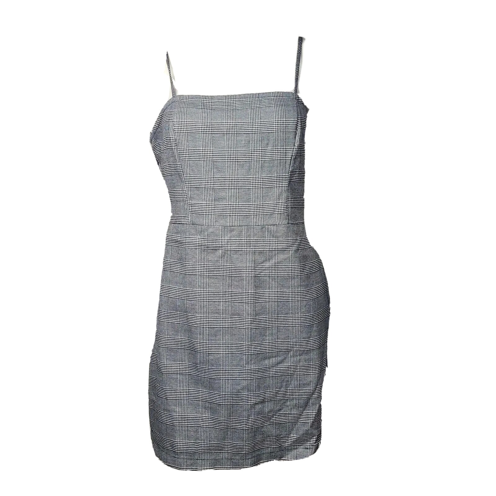 FOREVER 21 Black White Plaid Spaghetti Strap Zip Back Dress Womens Size L Large