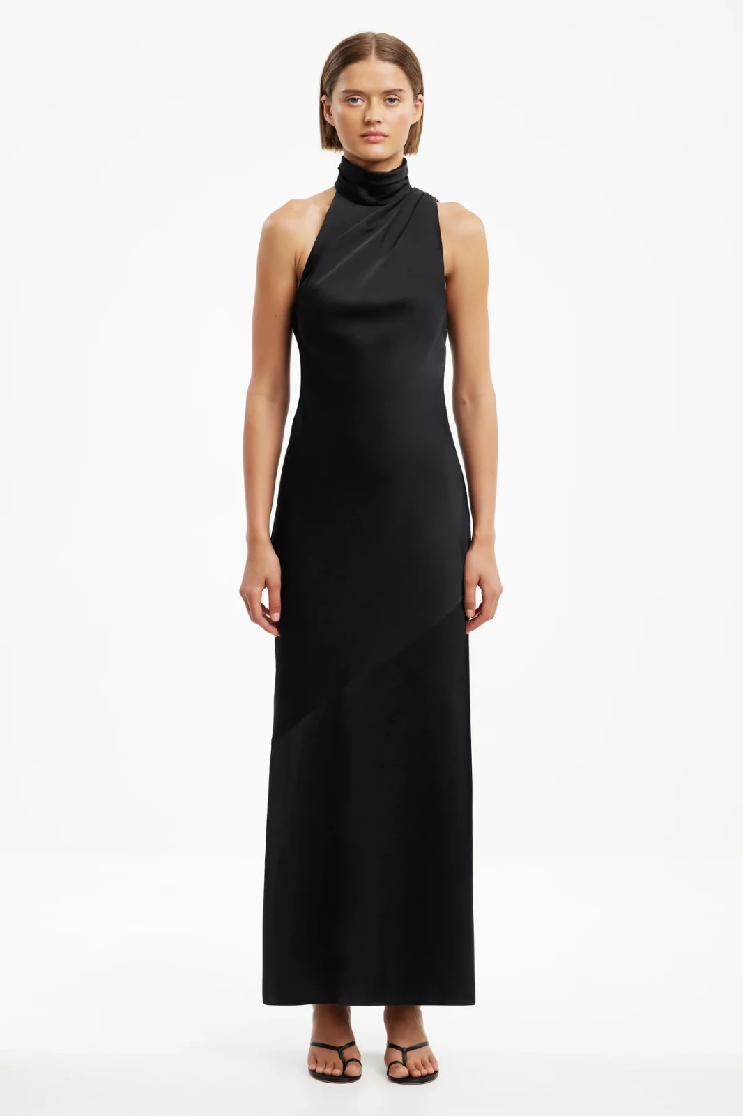 New Significant Other Nadia Black Maxi Tie Neck Dress Size 10