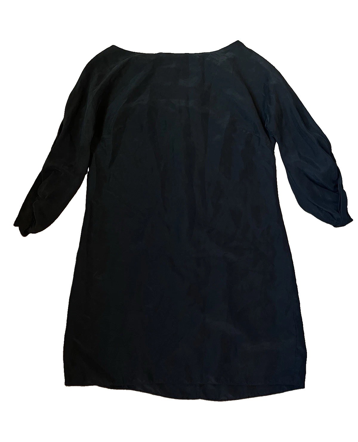100% SILK GUESS by Marciano S Black Shift Dress Boat Neck 3/4 Sleeve Back Zip