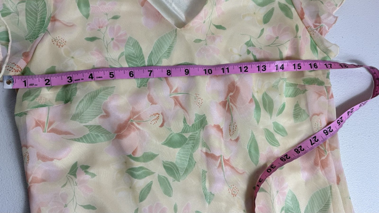 Vtg Floral Dress Sz 8-10 (M) Yellow Rococo Flowy Lined Pastel Fairy 90s Y2K