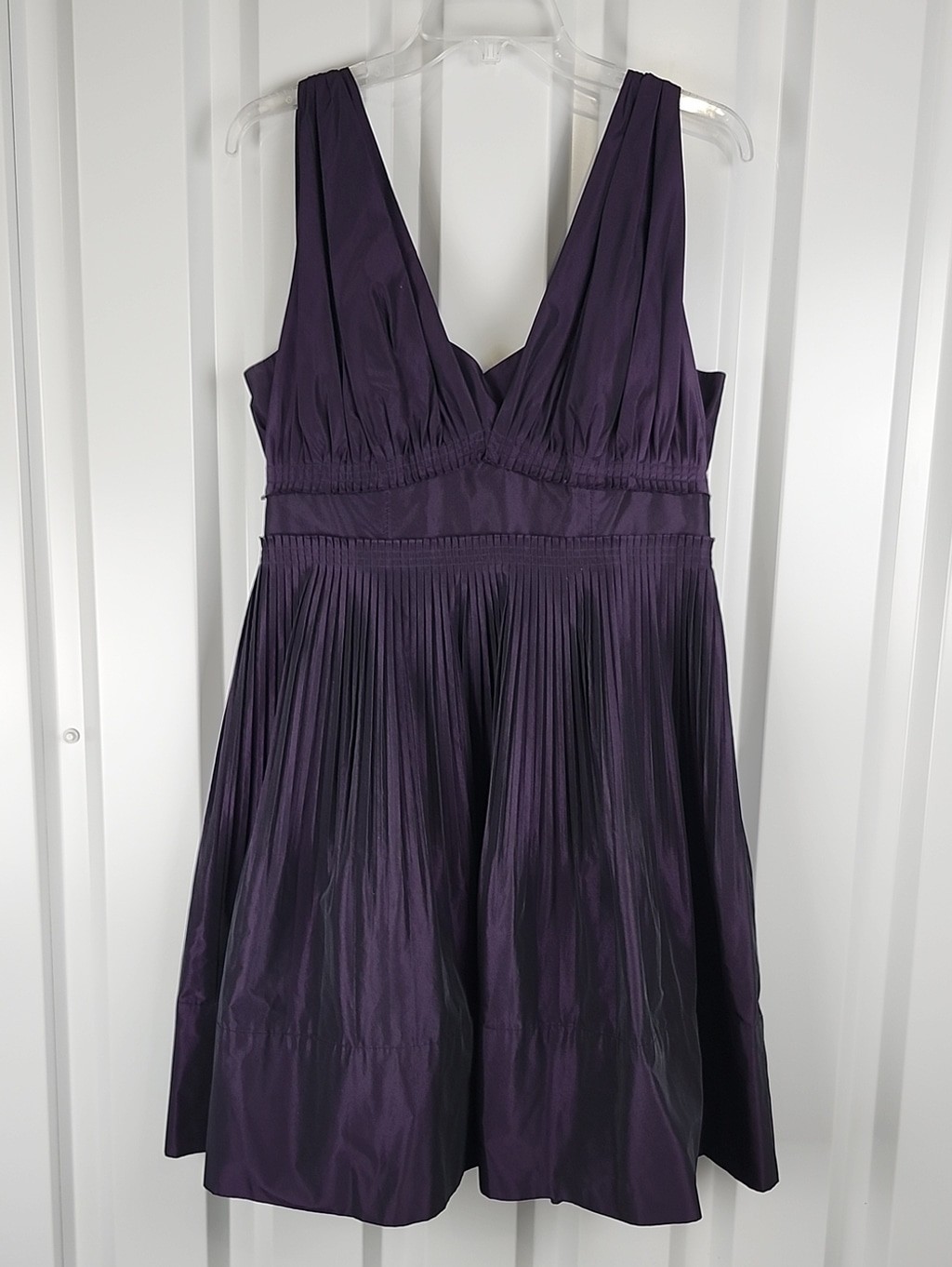 BCBGeneration Womens Poly Taffeta Iridescent Purple Pleated Short Dress Size 12