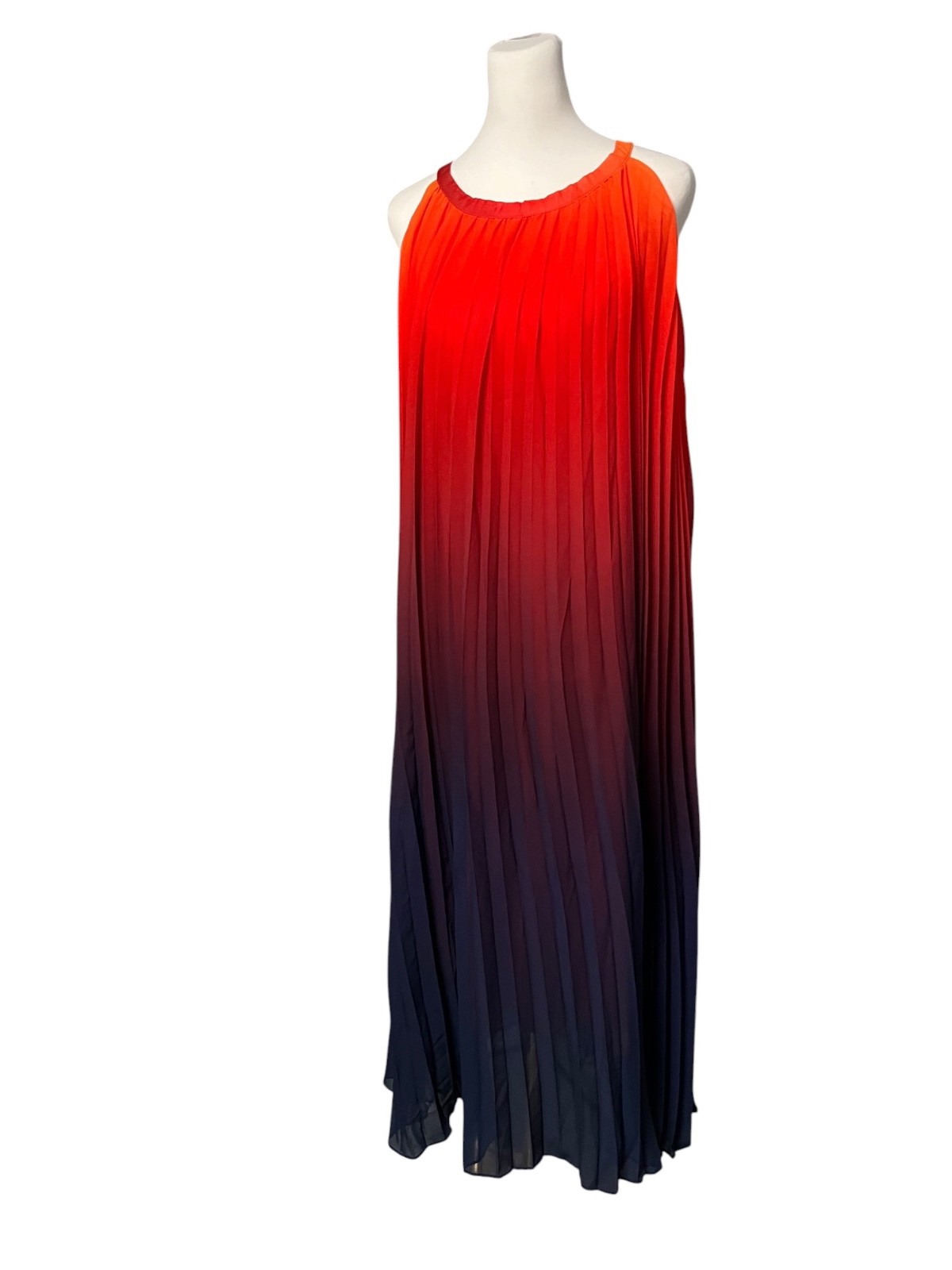 ChicWish Ombre Gradient Sunset Halter Pleated Maxi Dress Size M/L