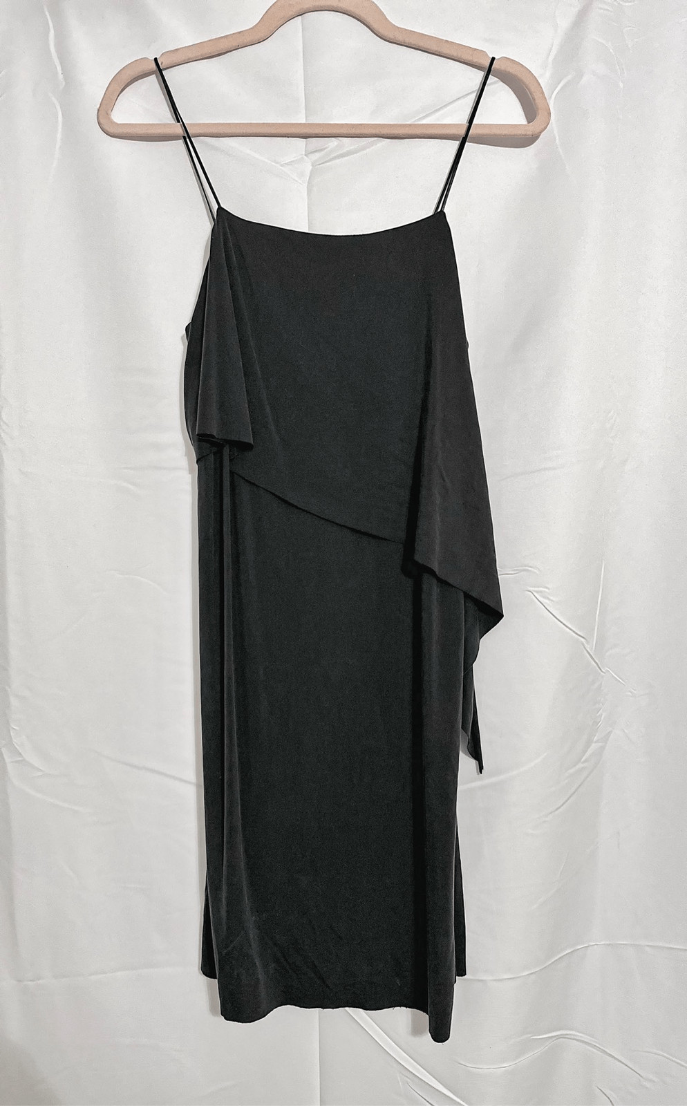 Sexy LBD- ultra thin leather spaghetti straps and bodycon dress
