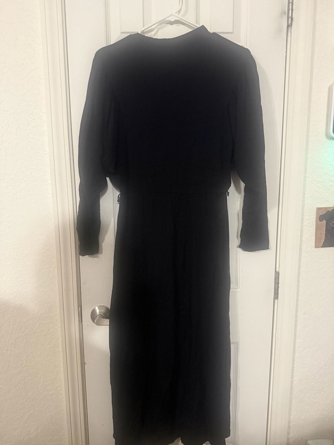 XS Black Button Front Midi Dress Dolman Sleeve Vacation Boho
