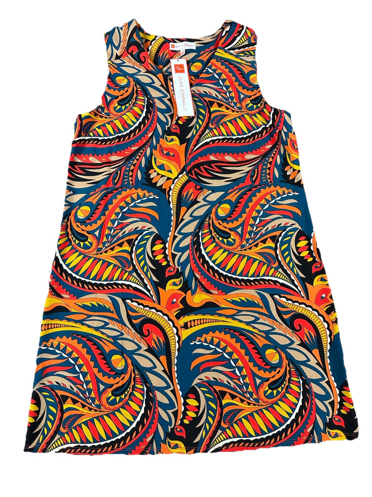 Jude Connally Dress Juliet Sundance Paisley Red Womens XL Exotic Tribal NWT