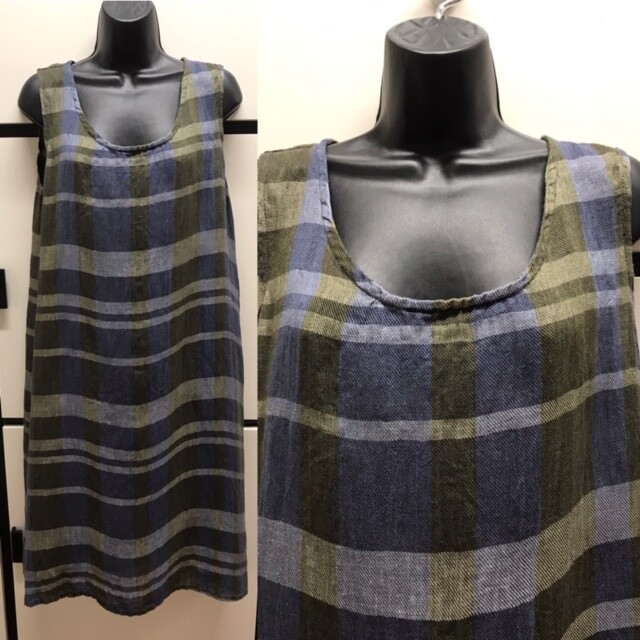 Flax Lithuania S Blue Combo Color Block Stripe Linen Dress Harmony Collection