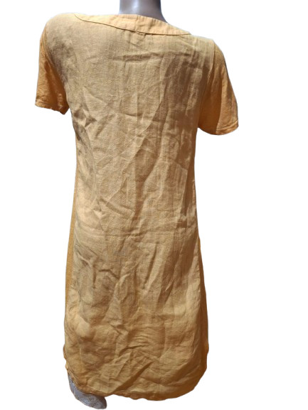 Palladium Moda Linen Midi Dress Boho Style Straight Cut Orange Summer Size M