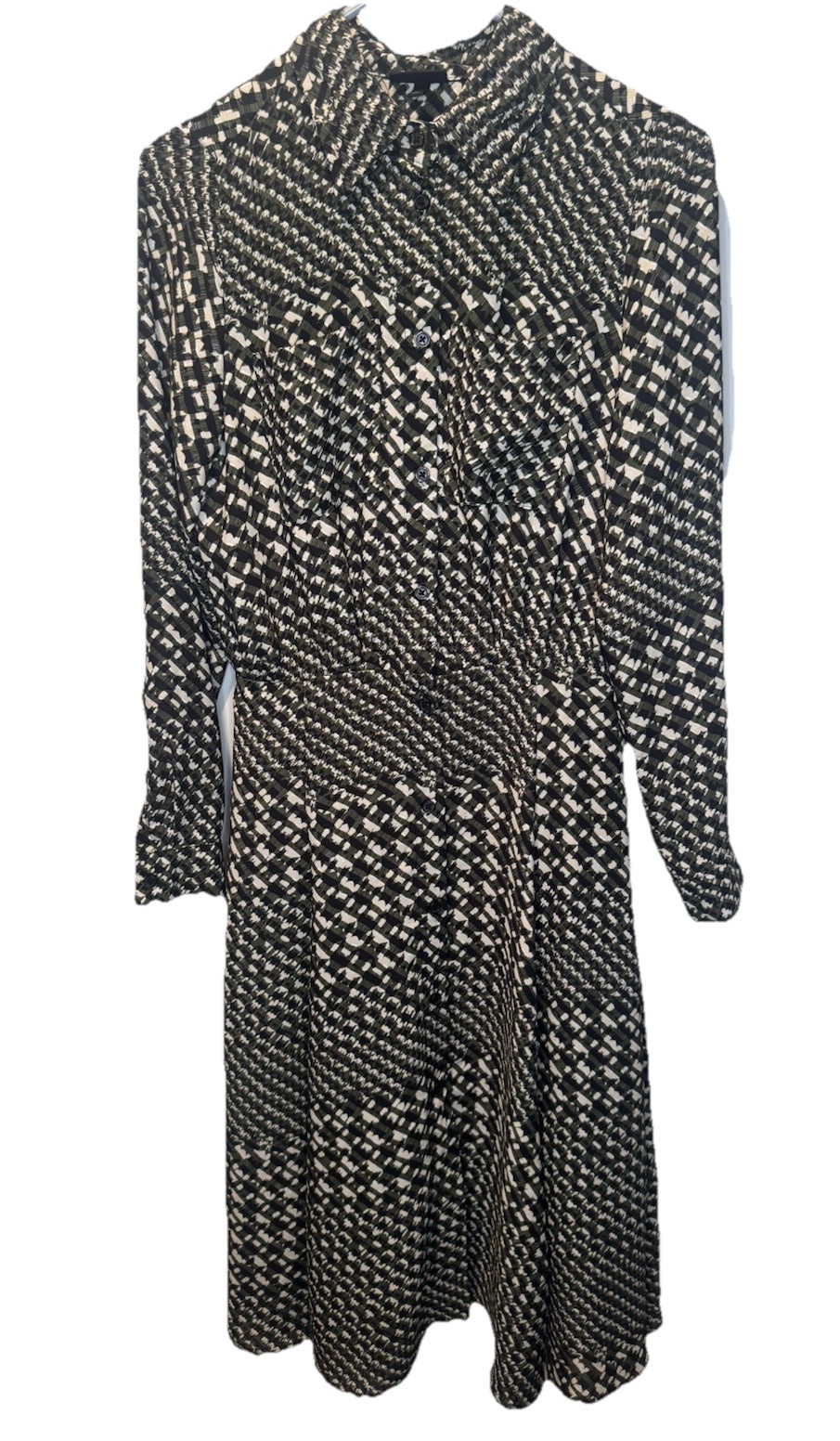 Who What Wear Black White Long Sleeve Button Down Maxi Dress XS Classic