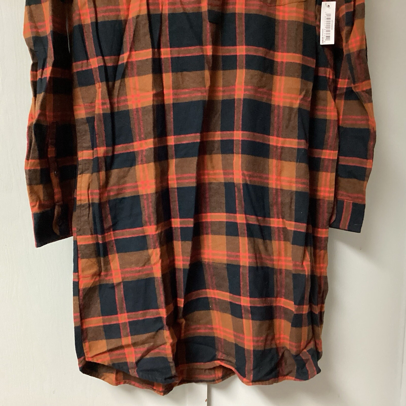 Goodthreads Women Medium Rustic Flannel Long-Sleeve Popover Shirt Dress Pock New