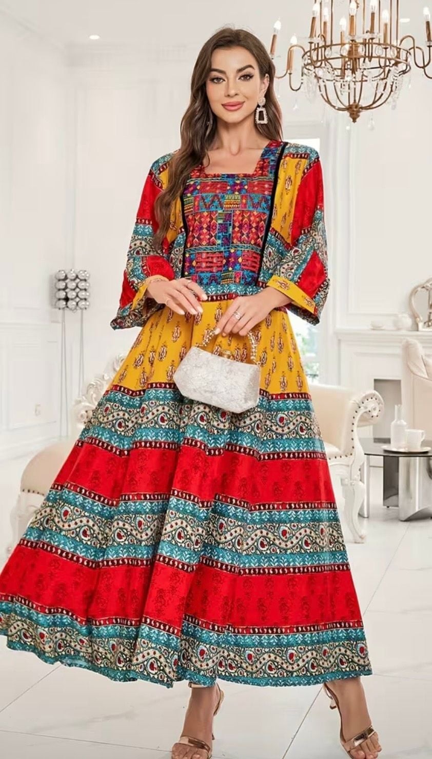 SHEIN Bohemian Embroidered Maxi Dress