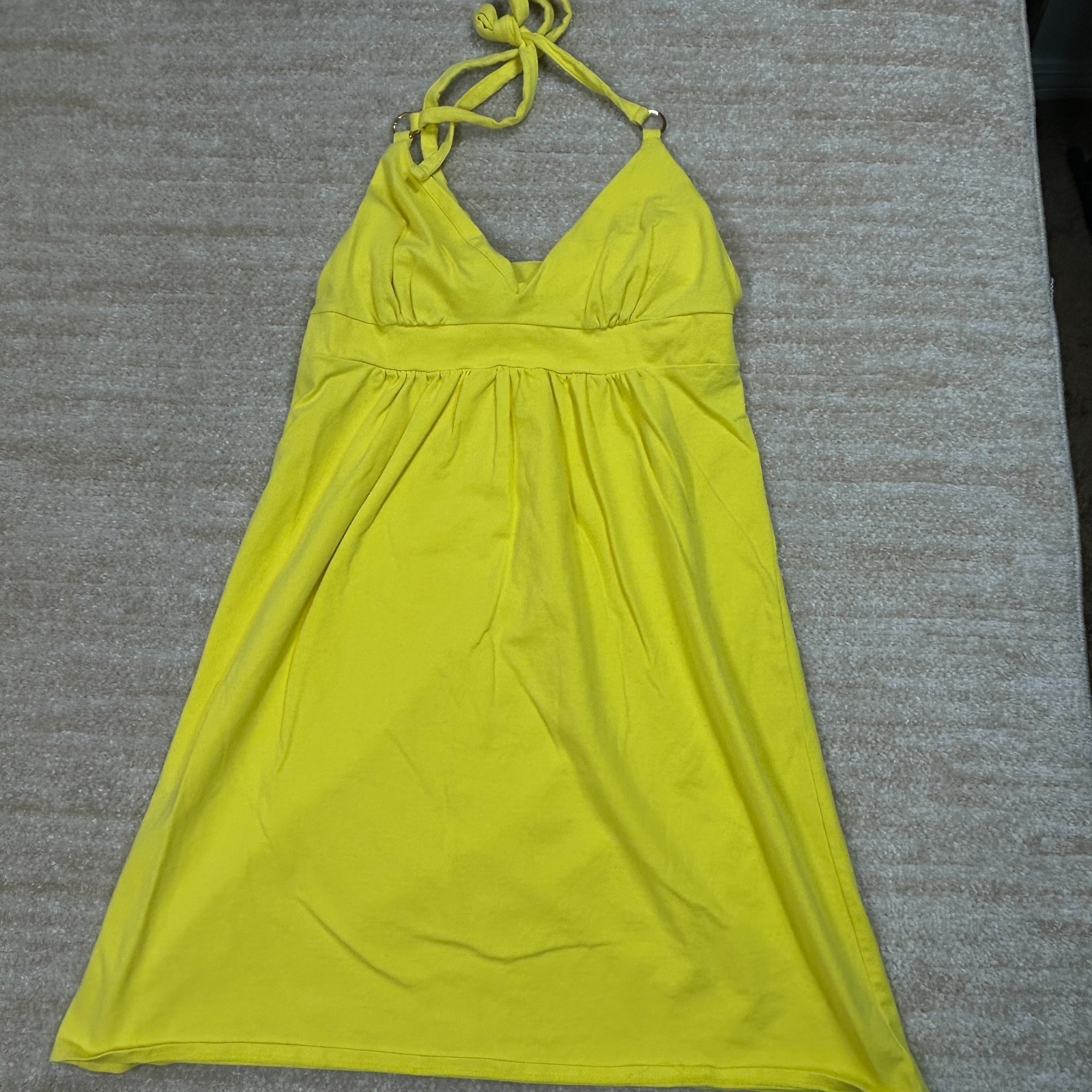 Moda International Womens Medium Yellow Halter Summer Casual Dress