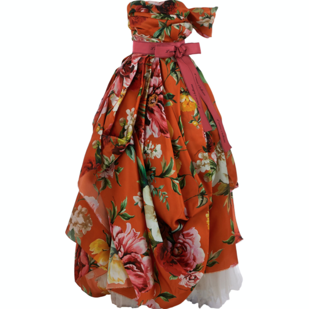 DOLCE & GABBANA Tangerine Fiori Vari Ball Gown Dress – UK 14 / IT 46