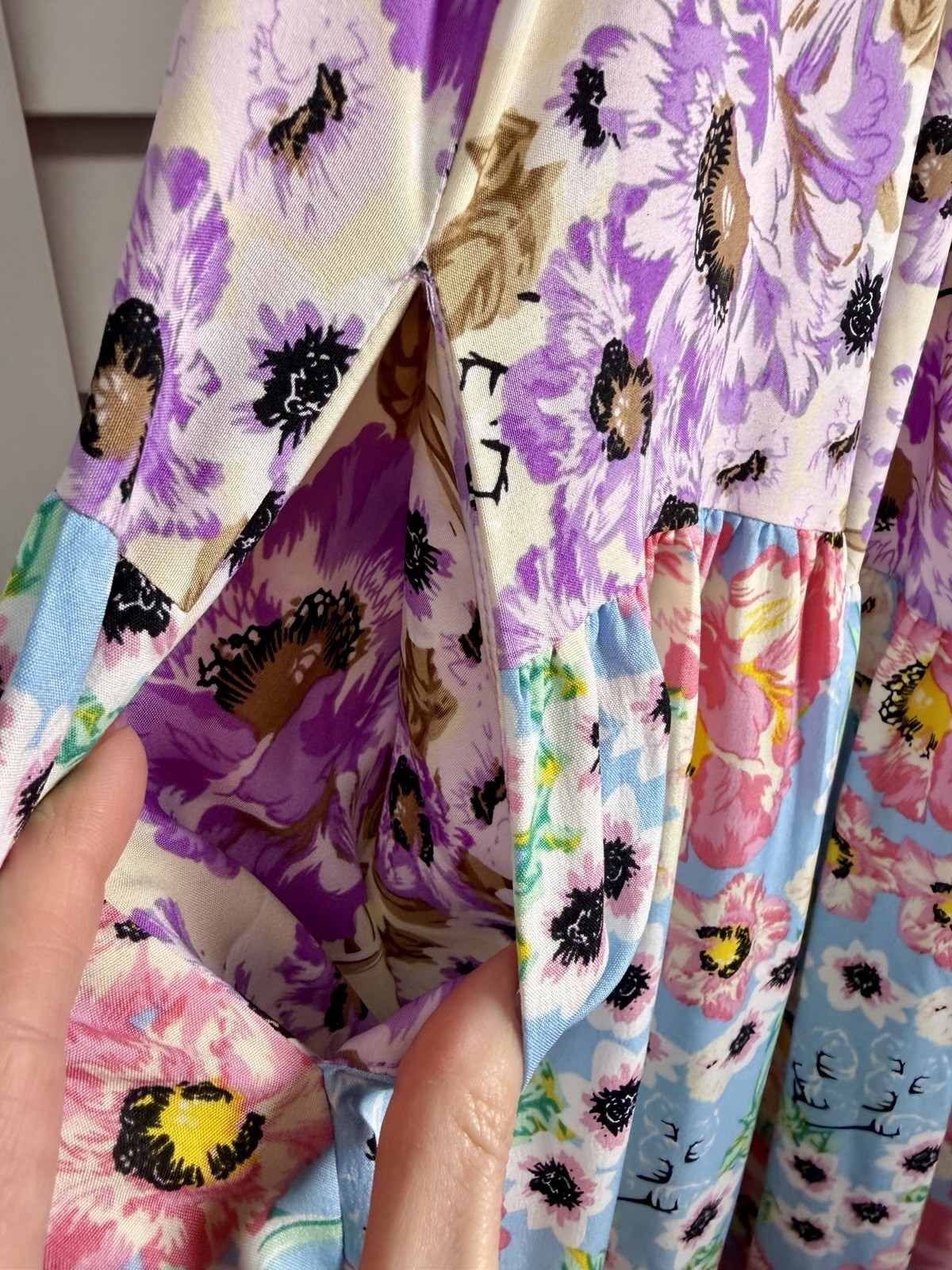 Floral Spaghetti Strap Boho Chic Tiered Oversized Maxi Dress Women’s Size Small