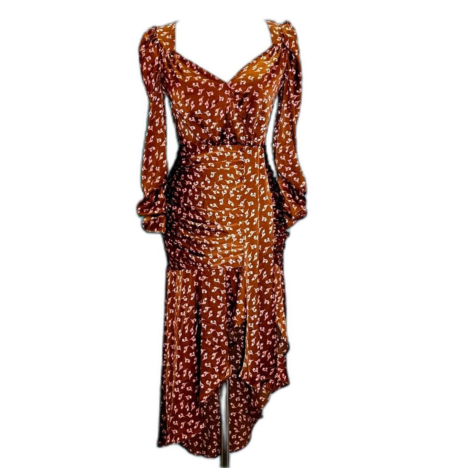 NWT UO Lush Ruched Open Back Dress In Merigold Sz XS/S See Note