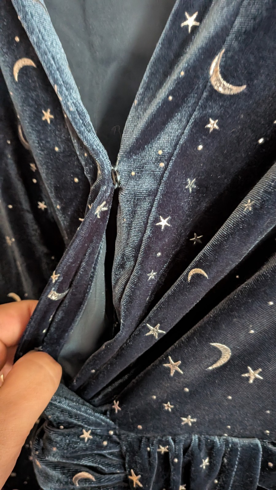 Cider Plus 1xl Velvet Moon Star Blue Dress Cosplay Witch Goth A Line Faux Wrap