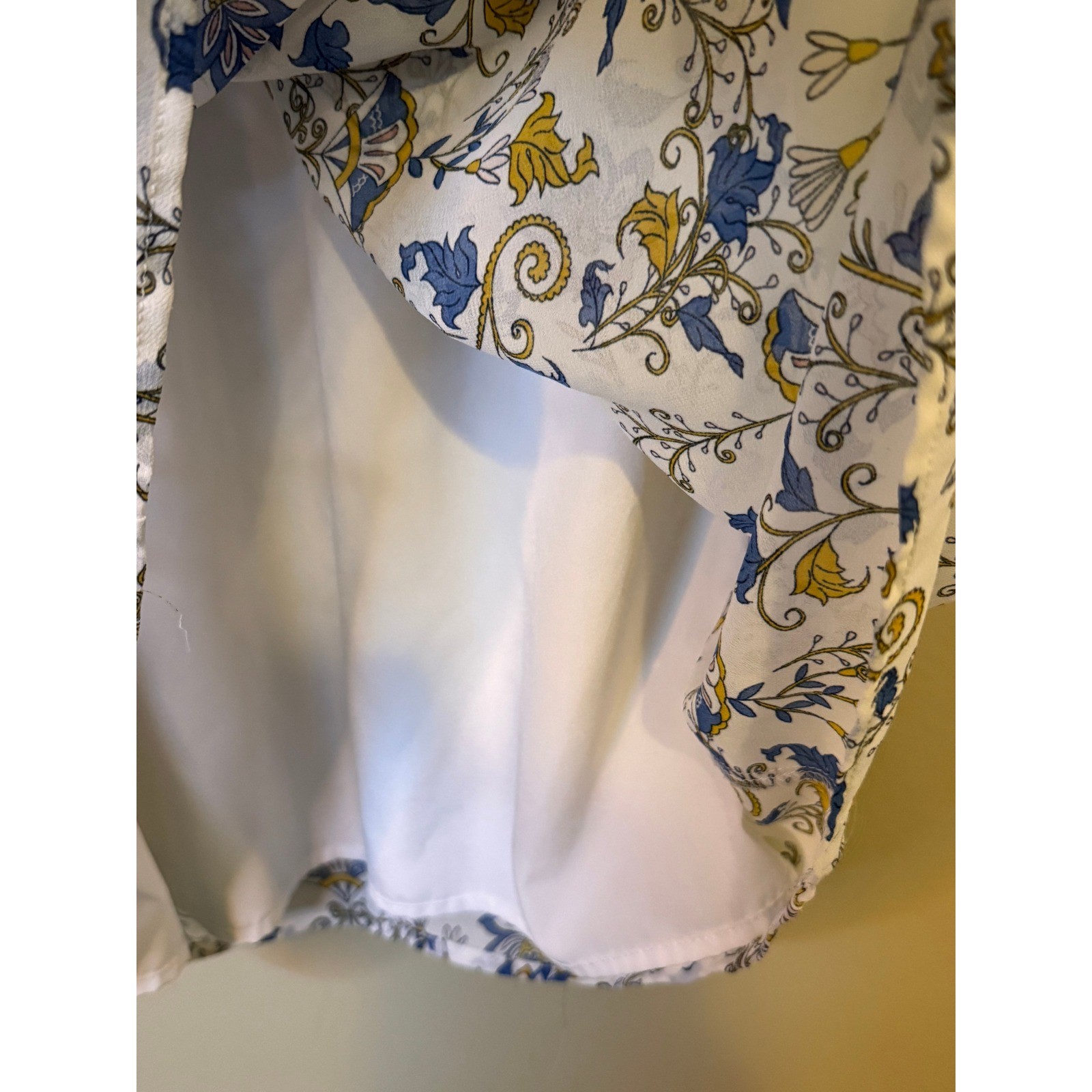 Dip Womens Blue Floral Cottagecore Midi Dress Ruffle Sleeve Tie Back Size Small