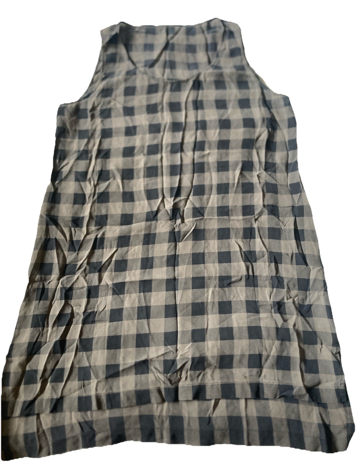 Eileen Fisher checkered high low tank top silk dress *See description*