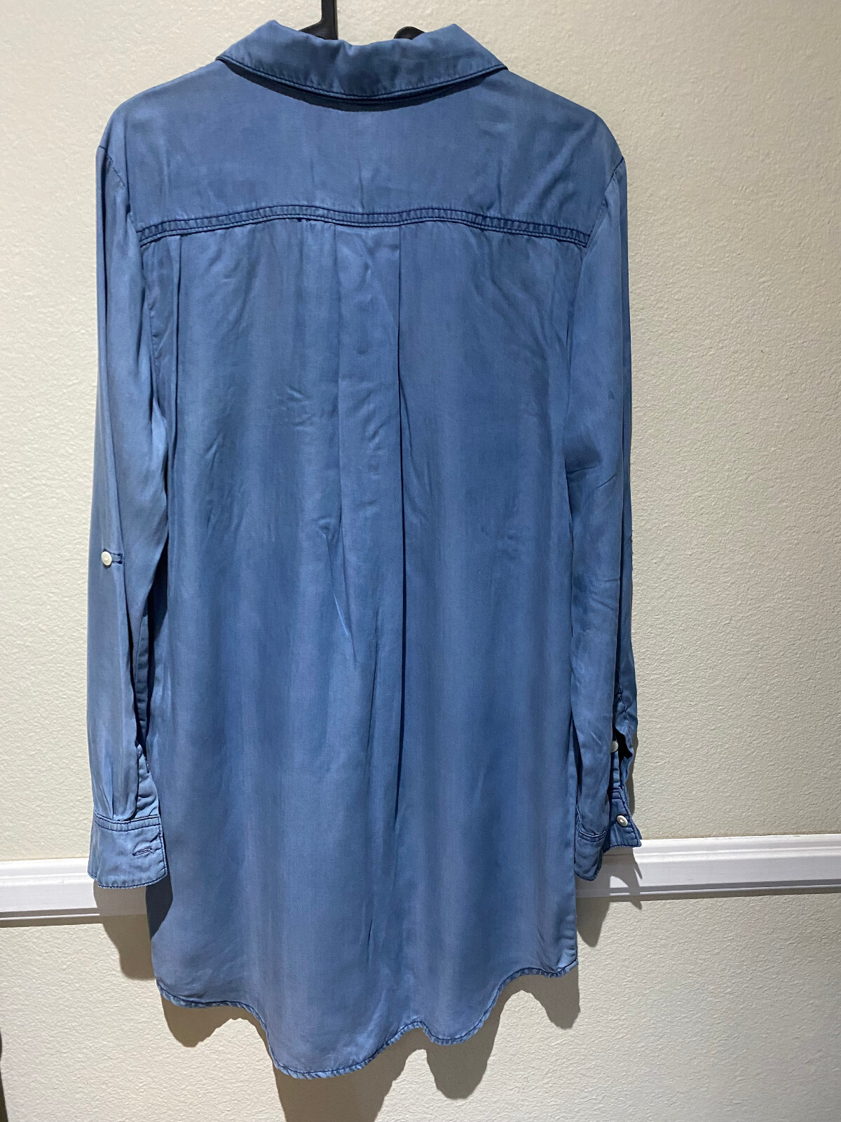 Seafolly Australia Long Sleeve Denim Shirt Dress w/ Embroidered Trim Women’s S