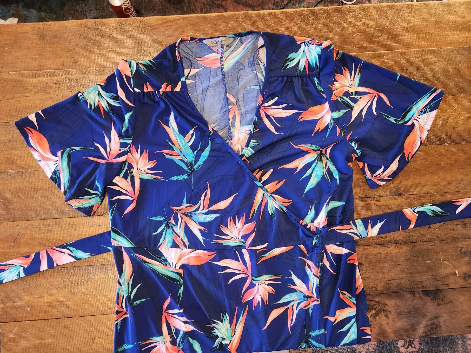 PLUS SIZE FLOWER WRAP DRESS, BIRD OF PARADISE,