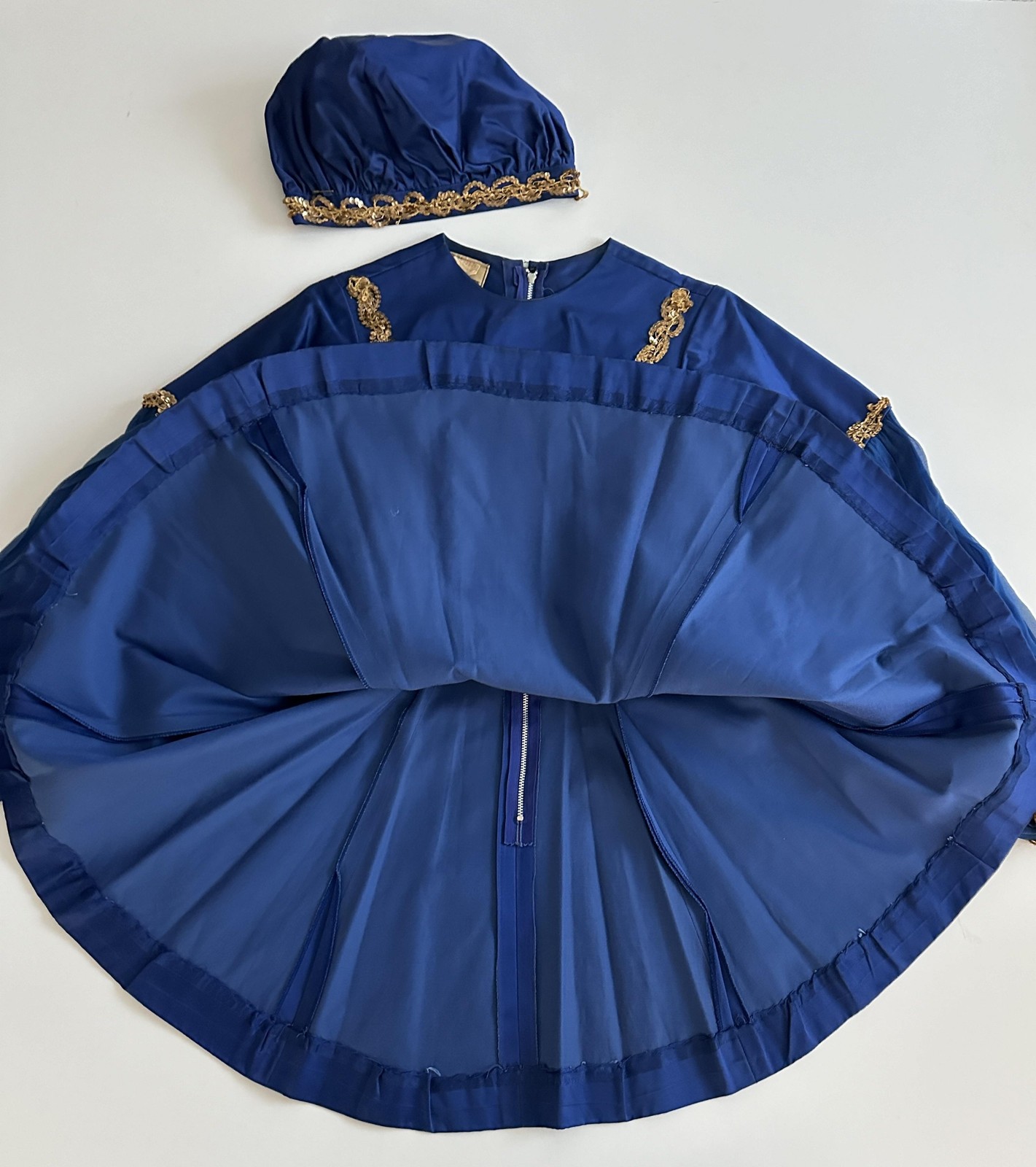 Vintage 50s 60s Skirted Majorette Cheer Womens Small Blue Sequin Varsity Hat