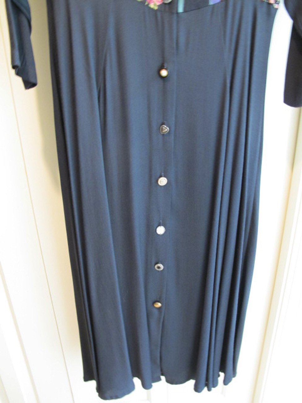 Byer Too! California MAXI DRESS REDUCED VINTG BLACK FLORAL SZ 11~USA MADE~FREE H