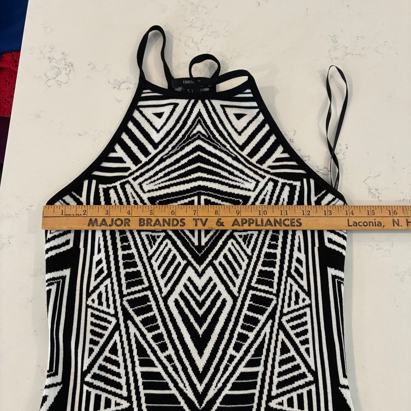 Forever 21 Bodycon Dress L Geometric Halter Tribal Aztec Clubwear Party Festival