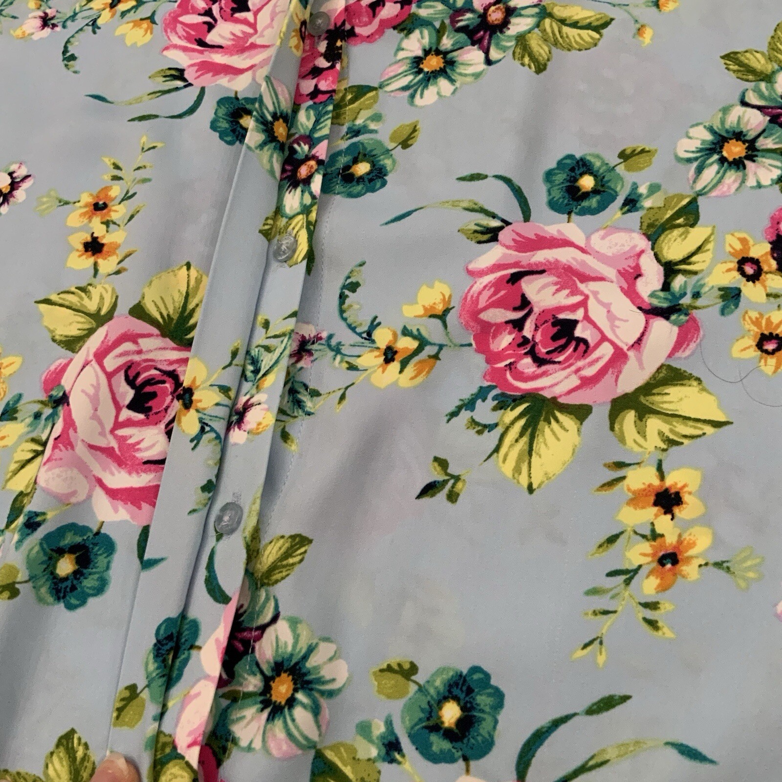 Laundry by Shelli Segal Size Small Floral Hidden Button Front Shirt Dress Blue