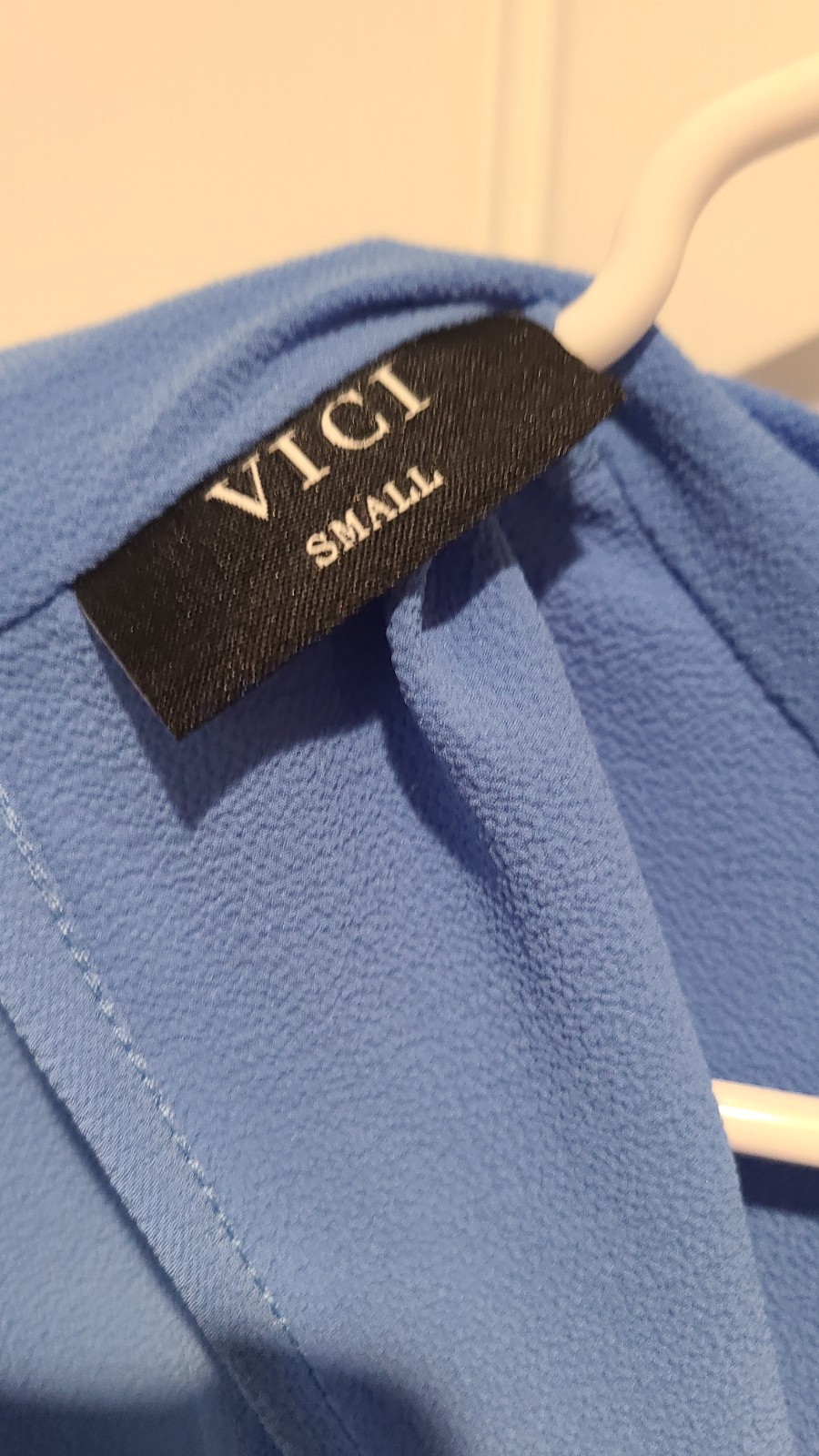 VICI Blue Solid High Neck Bow Back Keyhole 3/4 Sleeve Mini Dress S