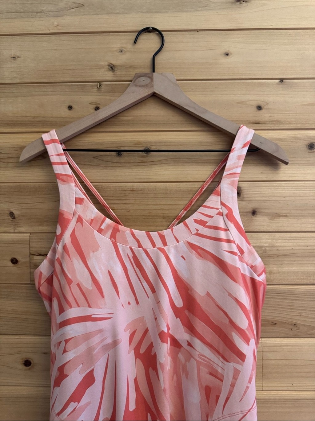 Title Nine Large Peach Abstract Built In Bra Yes Active Stretchy Dress Pockets